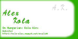 alex kola business card